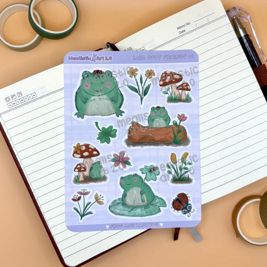 hello COZY FRIENDS 01 Sticker Sheet Journal/Planner Stickers