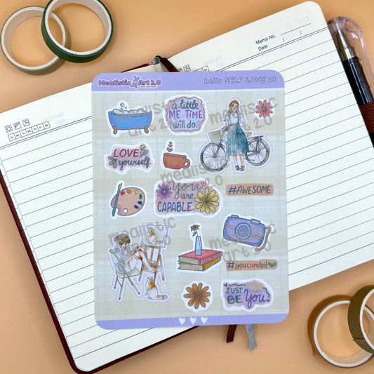 hello SELF LOVE Sticker Sheets Journal/Planner Stickers