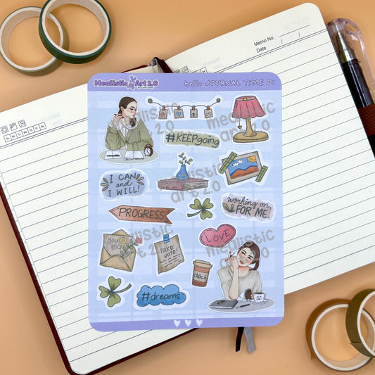 hello JOURNAL TIME 01 Sticker Sheet Journal/Planner Stickers