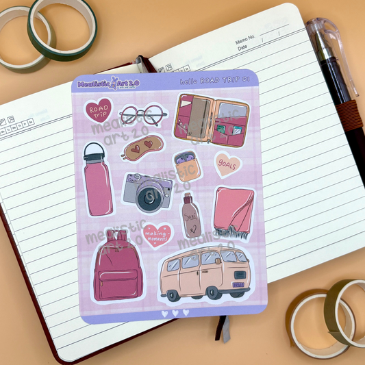 hello ROAD TRIP 01 Sticker Sheet Journal / Planner Stickers