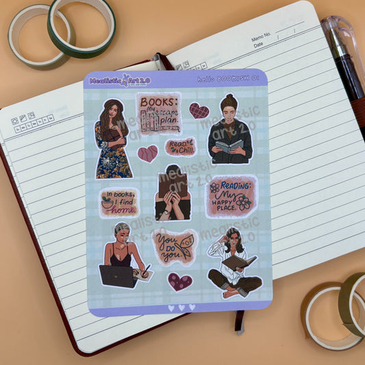 hello BOOKISH 01 Sticker Sheet Journal / Planner Stickers