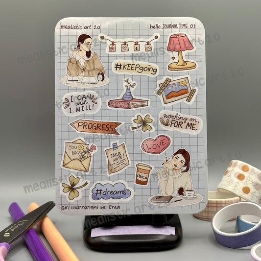 hello JOURNAL TIME 01 Sticker Sheet Journal/Planner Stickers