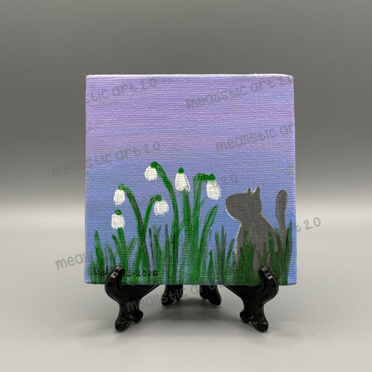 3x3 Canvas Painting | Snowdrop Flowers