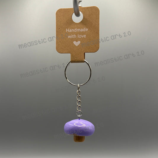 Handmade Plain Purple Mushroom Keychain