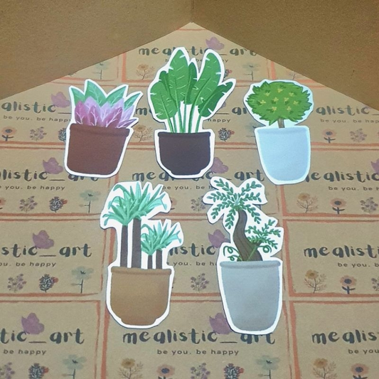 PRE-CUT CUTE STICKERS: POTTED PLANTS