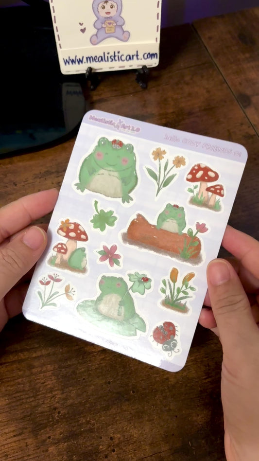 hello COZY FRIENDS 01 Sticker Sheet Journal/Planner Stickers